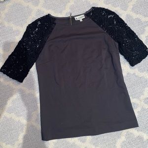 Gray and black lace women’s top